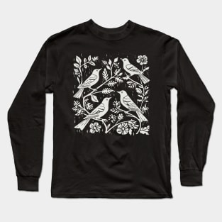 Lino Cut Bird Long Sleeve T-Shirt